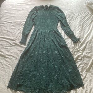 Madewell Crinkle Georgette Lucie Tie-Back Midi Dress in Woodland Floral S NWT